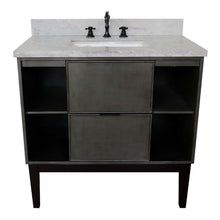 Load image into Gallery viewer, 37&quot; Single vanity in Linen Gray finish with White Carrara top and rectangle sink - 400502-LY-WMR