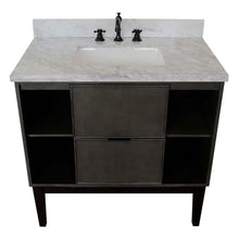 Load image into Gallery viewer, 37&quot; Single vanity in Linen Gray finish with White Carrara top and rectangle sink - 400502-LY-WMR