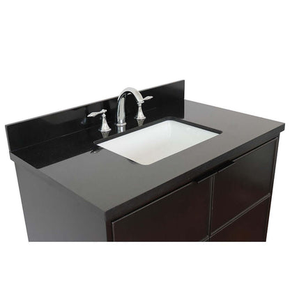 37" Single wall mount vanity in Cappuccino finish with Black Galaxy top and rectangle sink - 400503-CAB-CP-BGR