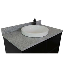 Load image into Gallery viewer, 37&quot; Single wall mount vanity in Cappuccino finish with Gray granite top and round sink - 400503-CAB-CP-GYRD