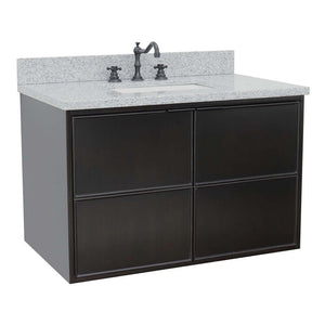 37" Single wall mount vanity in Cappuccino finish with Gray granite top and rectangle sink - 400503-CAB-CP-GYR