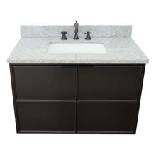 Load image into Gallery viewer, 37&quot; Single wall mount vanity in Cappuccino finish with Gray granite top and rectangle sink - 400503-CAB-CP-GYR