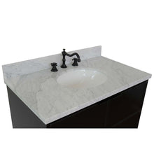 Load image into Gallery viewer, 37&quot; Single wall mount vanity in Cappuccino finish with White Carrara top and oval sink - 400503-CAB-CP-WMO