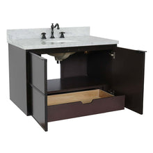 Load image into Gallery viewer, 37&quot; Single wall mount vanity in Cappuccino finish with White Carrara top and oval sink - 400503-CAB-CP-WMO