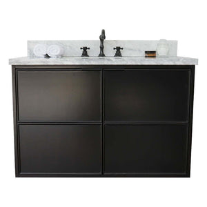 37" Single wall mount vanity in Cappuccino finish with White Carrara top and rectangle sink - 400503-CAB-CP-WMR