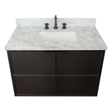 Load image into Gallery viewer, 37&quot; Single wall mount vanity in Cappuccino finish with White Carrara top and rectangle sink - 400503-CAB-CP-WMR