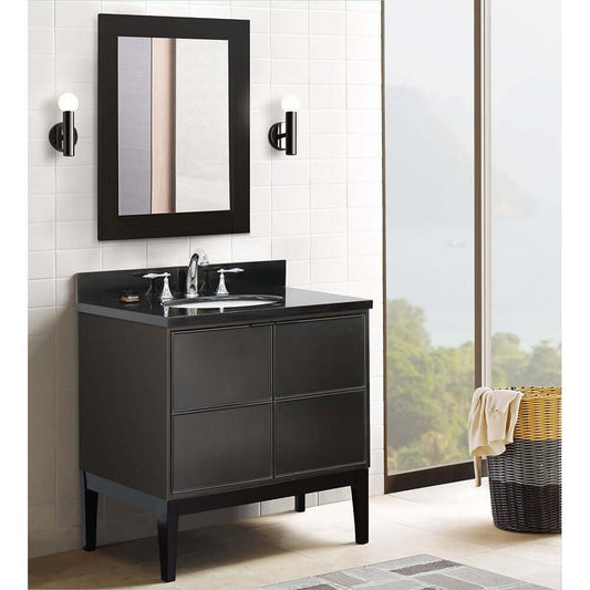 37" Single vanity in Cappuccino finish with Black Galaxy top and oval sink - 400503-CP-BGO