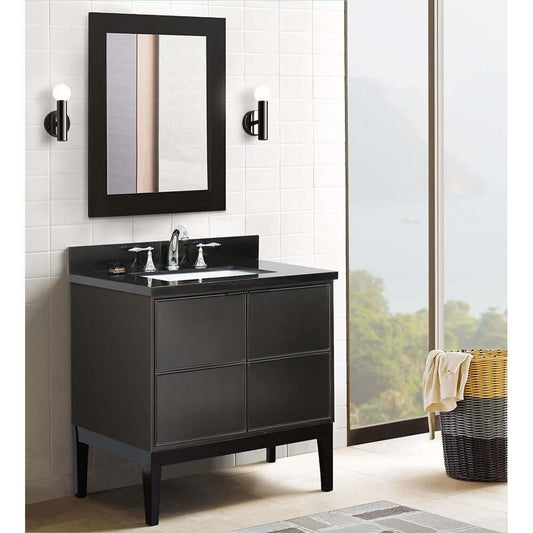 37" Single vanity in Cappuccino finish with Black Galaxy top and rectangle sink - 400503-CP-BGR