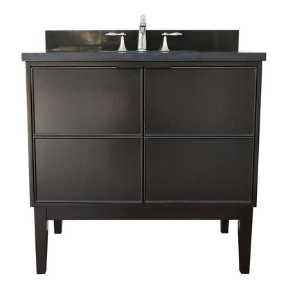 37" Single vanity in Cappuccino finish with Black Galaxy top and rectangle sink - 400503-CP-BGR