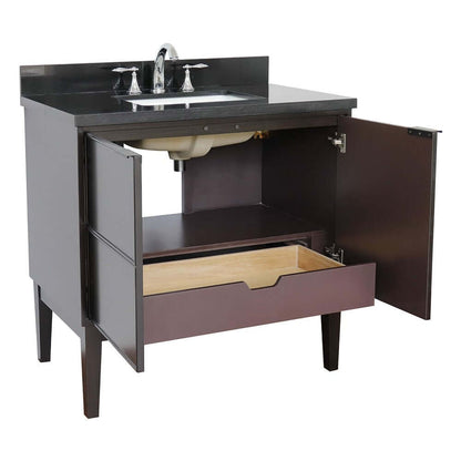 37" Single vanity in Cappuccino finish with Black Galaxy top and rectangle sink - 400503-CP-BGR