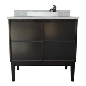 37" Single vanity in Cappuccino finish with Gray granite top and round sink - 400503-CP-GYRD