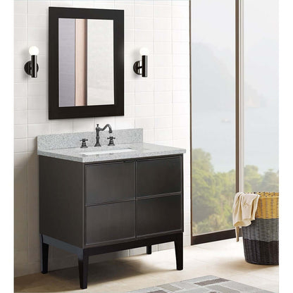 37" Single vanity in Cappuccino finish with Gray granite top and rectangle sink - 400503-CP-GYR