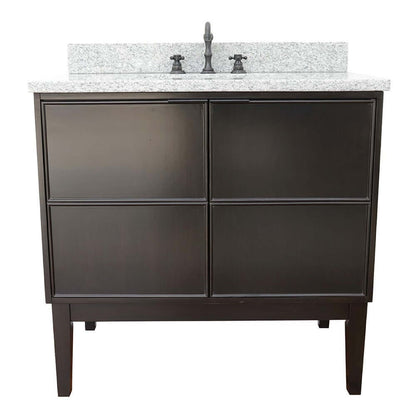 37" Single vanity in Cappuccino finish with Gray granite top and rectangle sink - 400503-CP-GYR
