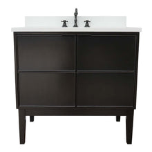 Load image into Gallery viewer, 37&quot; Single vanity in Cappuccino finish with White Quartz top and oval sink - 400503-CP-WEO