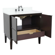 Load image into Gallery viewer, 37&quot; Single vanity in Cappuccino finish with White Quartz top and oval sink - 400503-CP-WEO