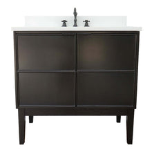 Load image into Gallery viewer, 37&quot; Single vanity in Cappuccino finish with White Quartz top and rectangle sink - 400503-CP-WER