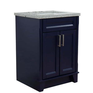 25" Single sink vanity in Blue finish with Gray granite and rectangle sink - 400700-25-BU-GYR