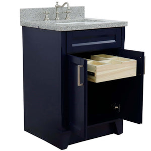 25" Single sink vanity in Blue finish with Gray granite and rectangle sink - 400700-25-BU-GYR