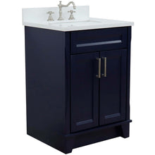 Load image into Gallery viewer, 25&quot; Single sink vanity in Blue finish with White quartz and rectangle sink - 400700-25-BU-WER