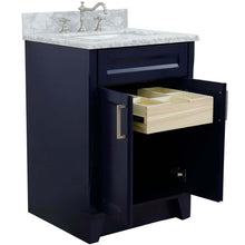 Load image into Gallery viewer, 25&quot; Single sink vanity in Blue finish with White Carrara marble and rectangle sink - 400700-25-BU-WMR
