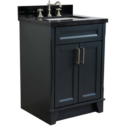 25" Single sink vanity in Dark Gray finish with Black galaxy granite and rectangle sink - 400700-25-DG-BGR