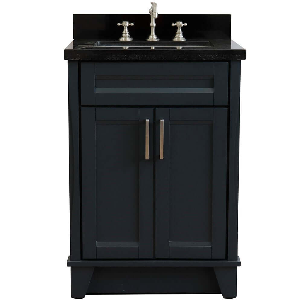 25" Single sink vanity in Dark Gray finish with Black galaxy granite and rectangle sink - 400700-25-DG-BGR