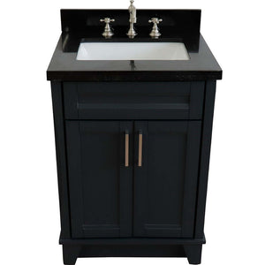 25" Single sink vanity in Dark Gray finish with Black galaxy granite and rectangle sink - 400700-25-DG-BGR