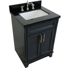 Load image into Gallery viewer, 25&quot; Single sink vanity in Dark Gray finish with Black galaxy granite and rectangle sink - 400700-25-DG-BGR