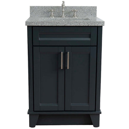 25" Single sink vanity in Dark Gray finish with Gray granite and rectangle sink - 400700-25-DG-GYR