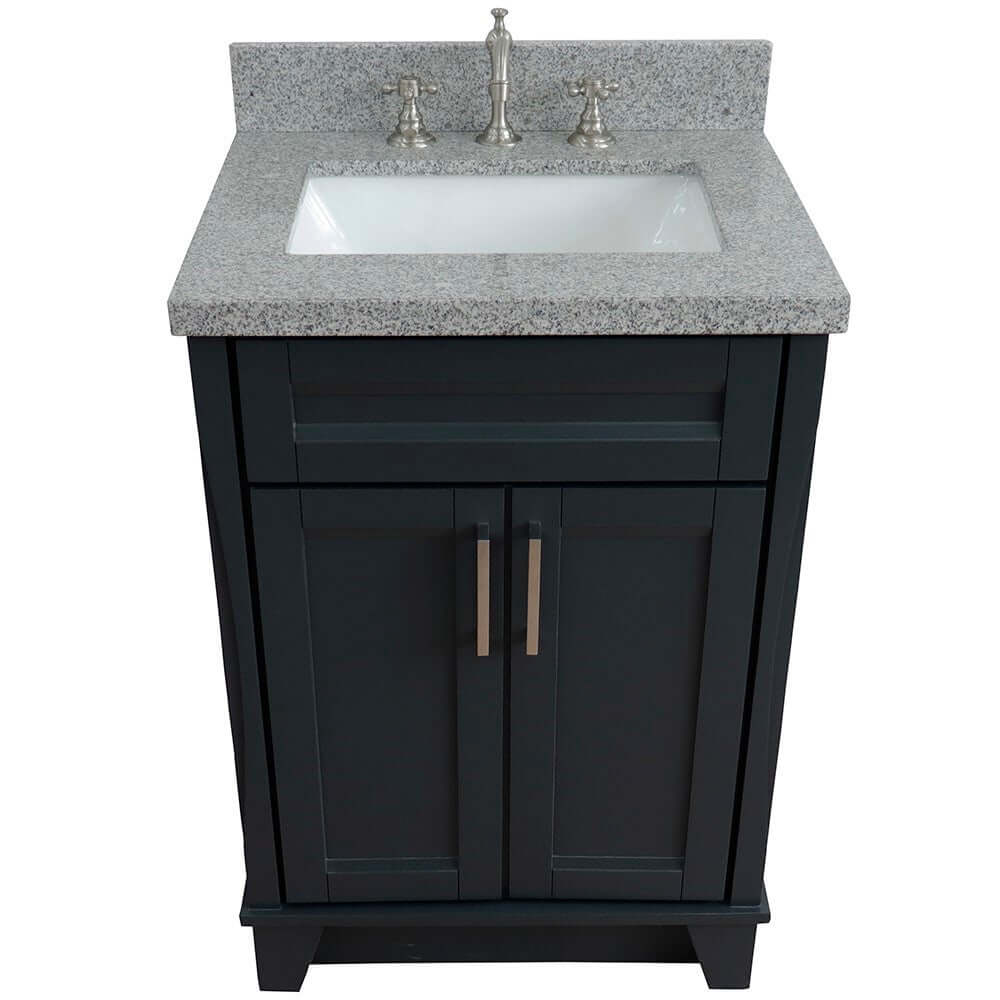 25" Single sink vanity in Dark Gray finish with Gray granite and rectangle sink - 400700-25-DG-GYR