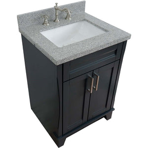 25" Single sink vanity in Dark Gray finish with Gray granite and rectangle sink - 400700-25-DG-GYR