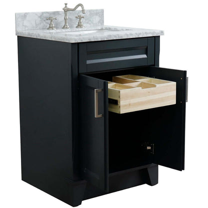 25" Single sink vanity in Dark Gray finish with White Carrara marble and rectangle sink - 400700-25-DG-WMR