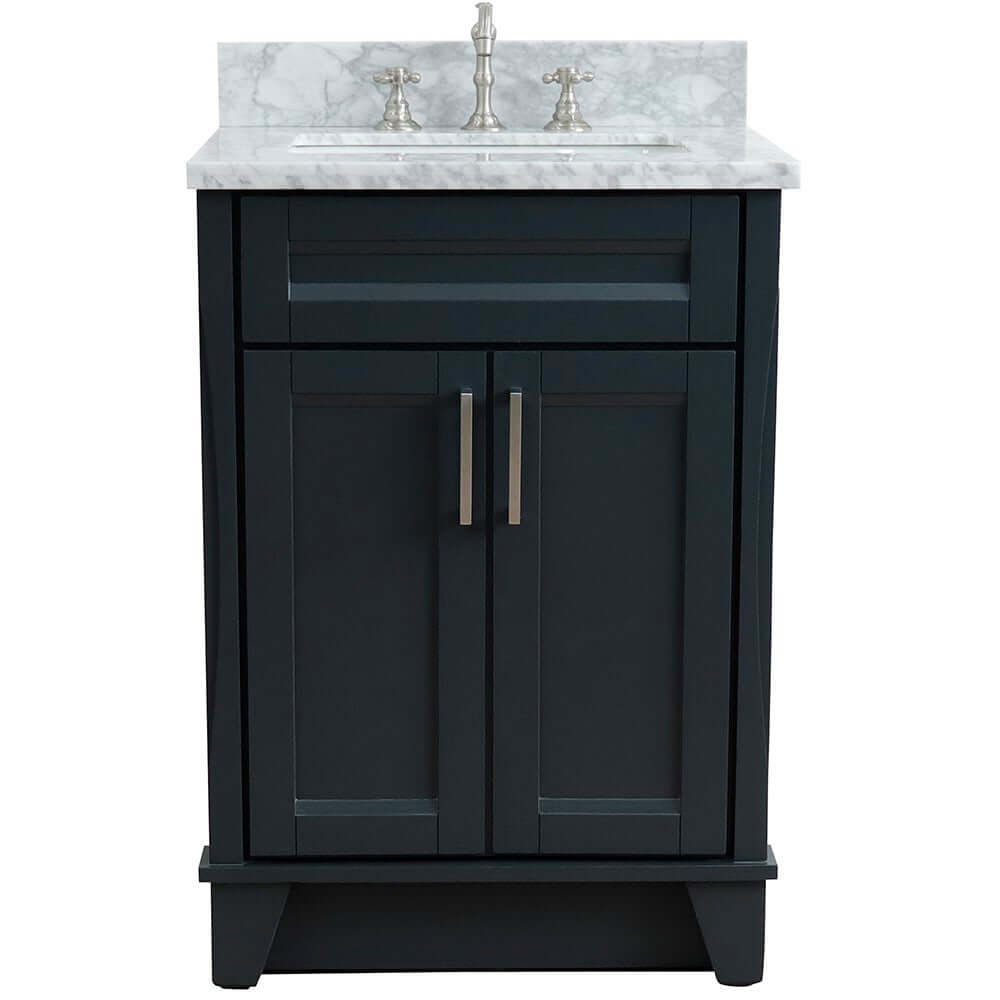 25" Single sink vanity in Dark Gray finish with White Carrara marble and rectangle sink - 400700-25-DG-WMR