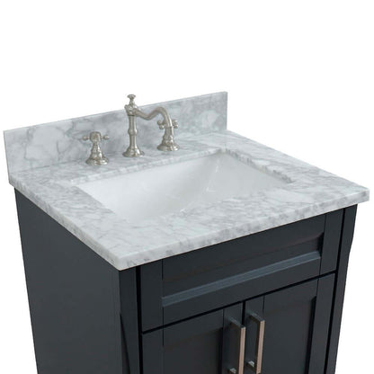 25" Single sink vanity in Dark Gray finish with White Carrara marble and rectangle sink - 400700-25-DG-WMR