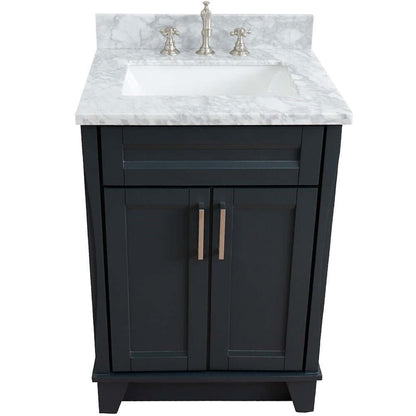 25" Single sink vanity in Dark Gray finish with White Carrara marble and rectangle sink - 400700-25-DG-WMR