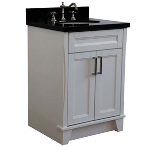25" Single sink vanity in White finish with Black galaxy granite and oval sink - 400700-25-WH-BGO
