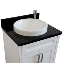 Load image into Gallery viewer, 25&quot; Single sink vanity in White finish with Black galaxy granite and round sink - 400700-25-WH-BGRD