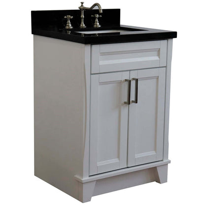 25" Single sink vanity in White finish with Black galaxy granite and rectangle sink - 400700-25-WH-BGR