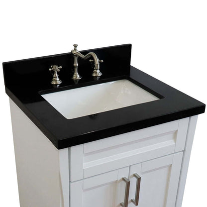 25" Single sink vanity in White finish with Black galaxy granite and rectangle sink - 400700-25-WH-BGR