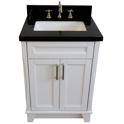 25" Single sink vanity in White finish with Black galaxy granite and rectangle sink - 400700-25-WH-BGR