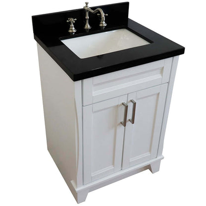 25" Single sink vanity in White finish with Black galaxy granite and rectangle sink - 400700-25-WH-BGR