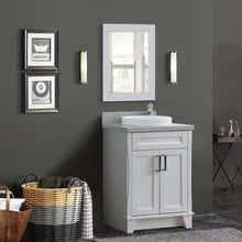 Load image into Gallery viewer, 25&quot; Single sink vanity in White finish with Gray granite and round sink - 400700-25-WH-GYRD