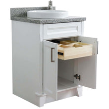 Load image into Gallery viewer, 25&quot; Single sink vanity in White finish with Gray granite and round sink - 400700-25-WH-GYRD