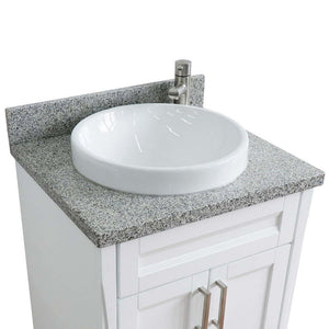 25" Single sink vanity in White finish with Gray granite and round sink - 400700-25-WH-GYRD