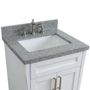25" Single sink vanity in White finish with Gray granite and rectangle sink - 400700-25-WH-GYR