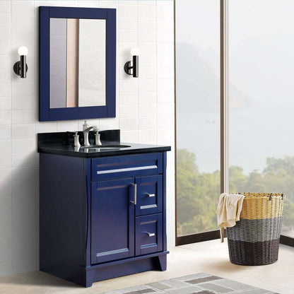 31" Single sink vanity in Blue finish with Black galaxy granite with oval sink - 400700-31-BU-BGO