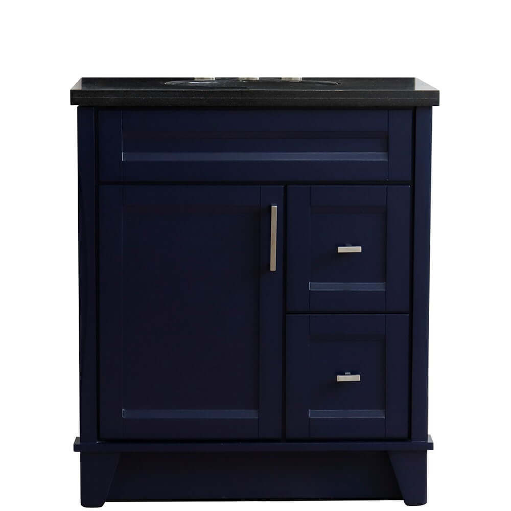 31" Single sink vanity in Blue finish with Black galaxy granite with oval sink - 400700-31-BU-BGO