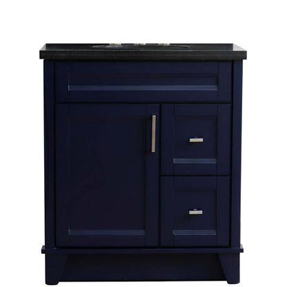 31" Single sink vanity in Blue finish with Black galaxy granite with oval sink - 400700-31-BU-BGO