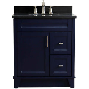 31" Single sink vanity in Blue finish with Black galaxy granite with oval sink - 400700-31-BU-BGO