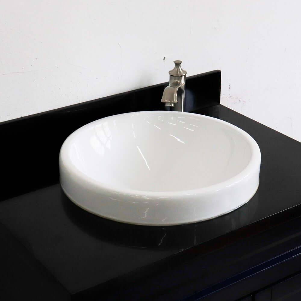 31" Single sink vanity in Blue finish with Black galaxy granite with round sink - 400700-31-BU-BGRD